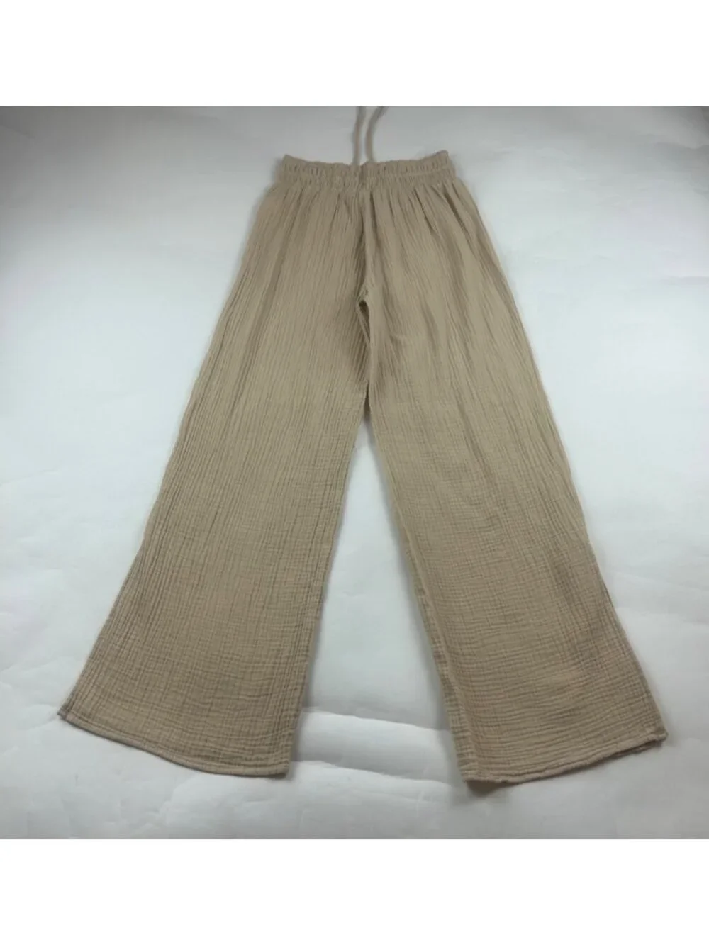 Magaschoni Khaki Crinkle Organic Cotton Lounge Pant XS